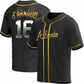 Atlanta Braves #16 Travis dArnaud Black Golden Alternate Jersey Stitches Baseball Jerseys