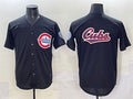 Chicago Cubs Team Big Logo Black Limited Stitched Baseball Jersey