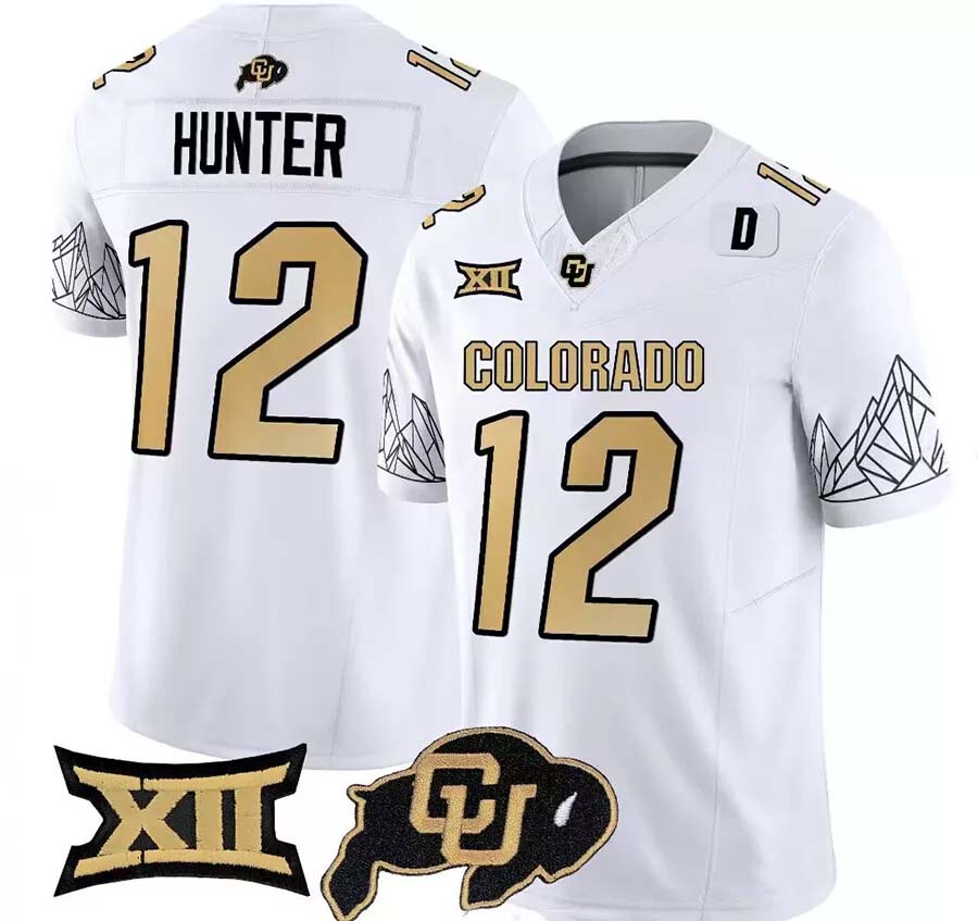 C.Buffalo #12 Travis Hunter White Fuse Stitched Football College Jersey