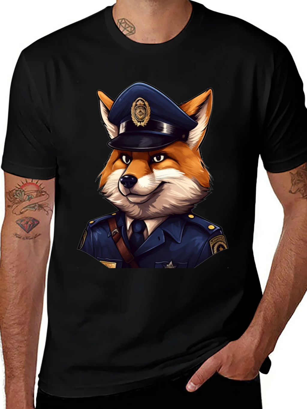 Fox Cop T-Shirt - Cool Police Cartoon Tee