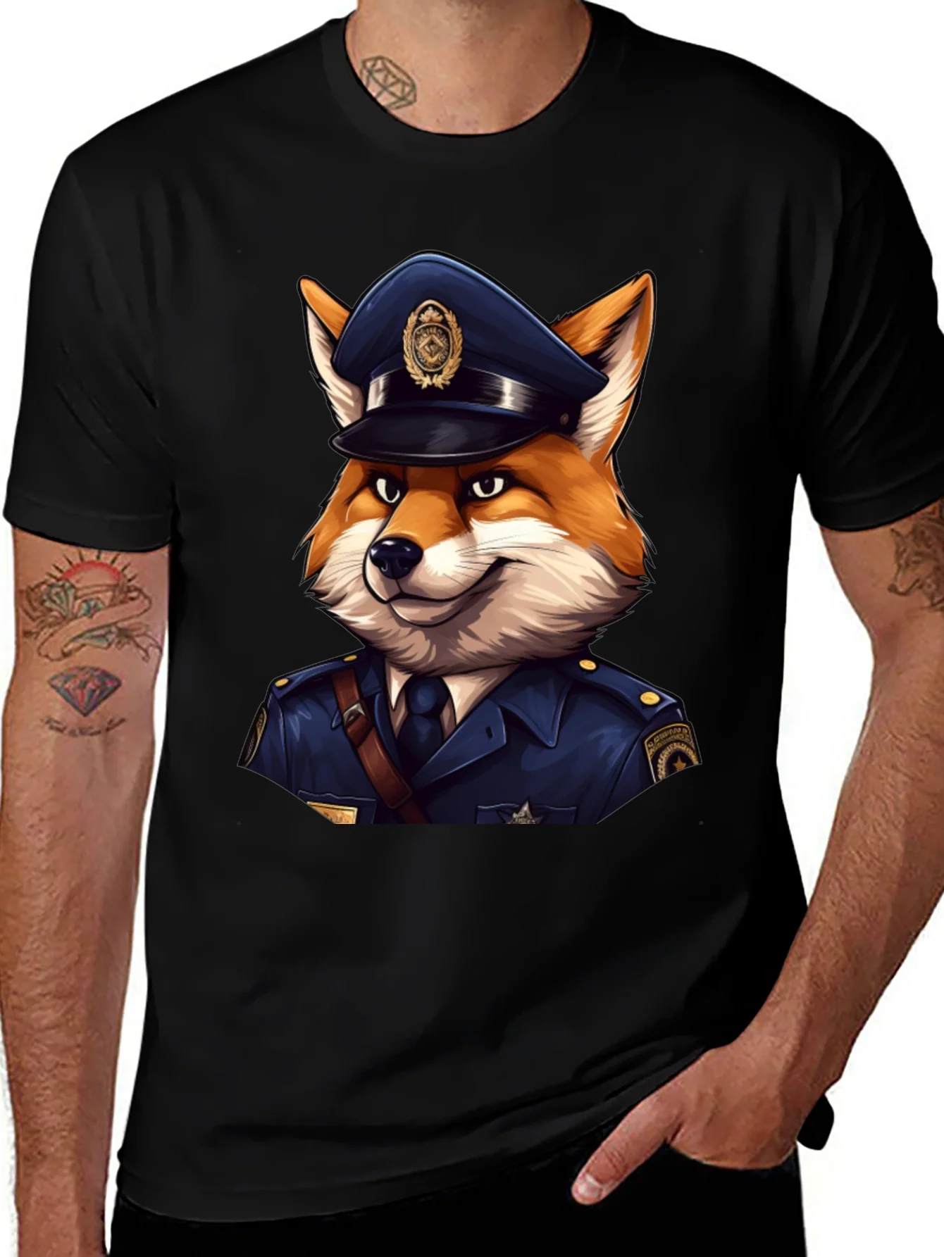 Fox Cop T-Shirt - Cool Police Cartoon Tee
