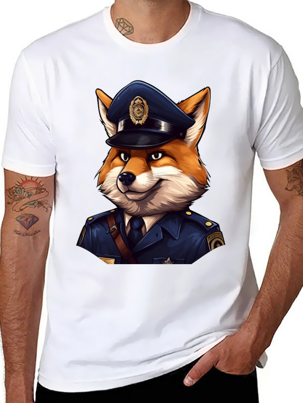 Fox Cop T-Shirt - Cool Police Cartoon Tee