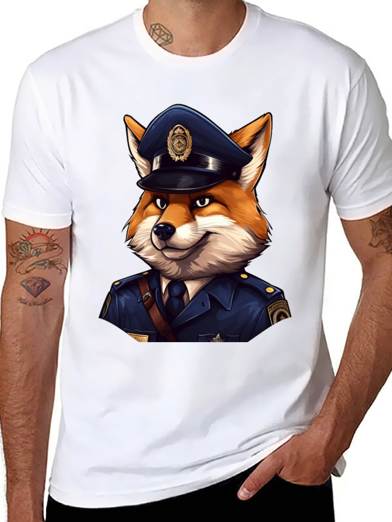 Fox Cop T-Shirt - Cool Police Cartoon Tee