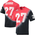 O.State Buckeyes #27 Eddie George Mitchell & Ness Name & Number Tie-Dye V-Neck T-Shirt Black Scarlet Football Jersey Stitched American College Jerseys