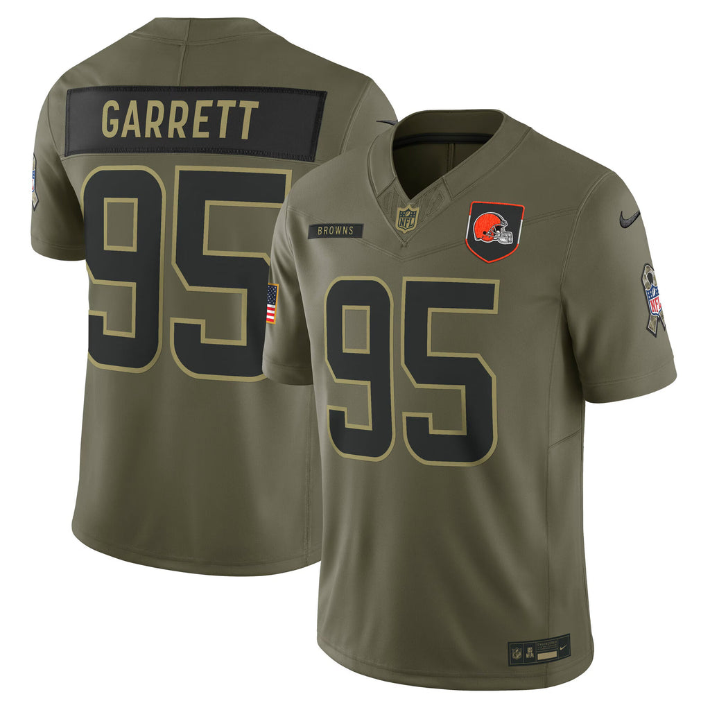 Cleveland Browns Myles Garrett Olive 2025 Salute to Service Limited Jersey