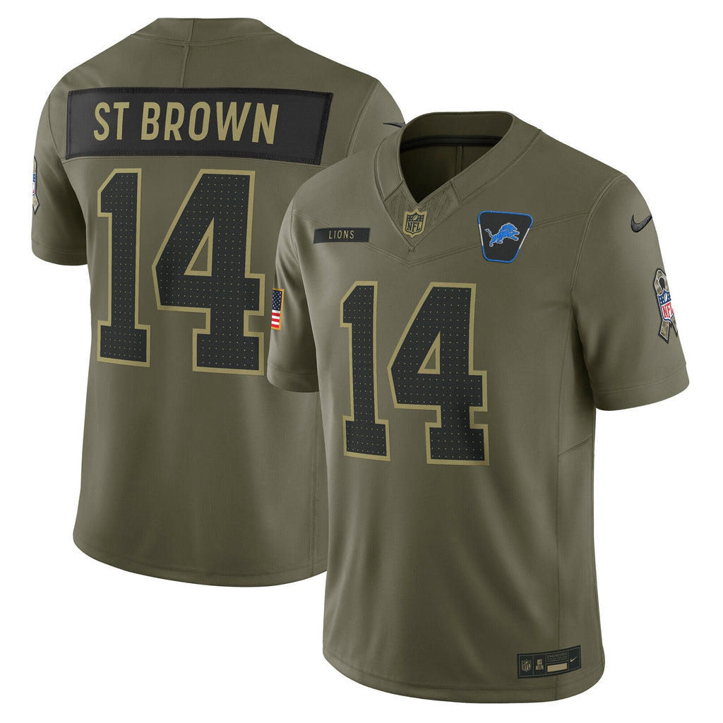 Detroit Lions Amon-Ra St. Brown Olive 2025 Salute to Service Limited Jersey