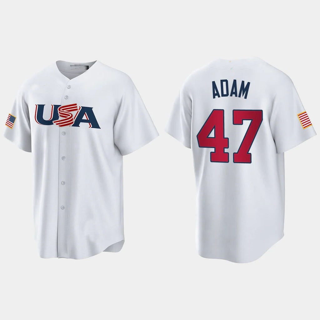 #47 JASON ADAM TAMPA BAY RAYS 2023 WORLD BASEBALL CLASSIC USA REPLICA JERSEYC WHITE Stitches Baseball Jerseys
