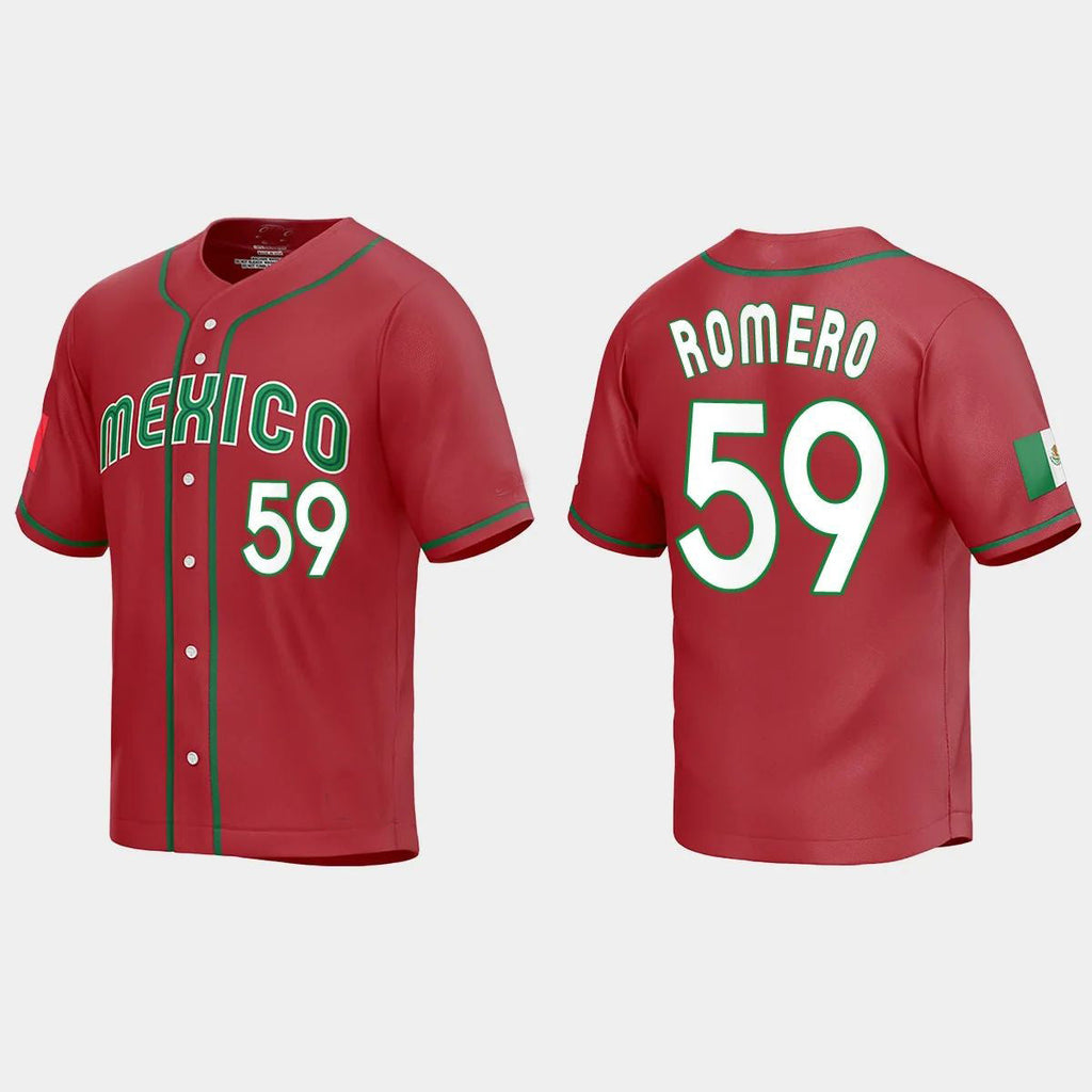 #59 JOJO ROMERO MEXICO BASEBALL 2023 WORLD BASEBALL CLASSIC REPLICA JERSEYC RED Stitches Baseball Jerseys