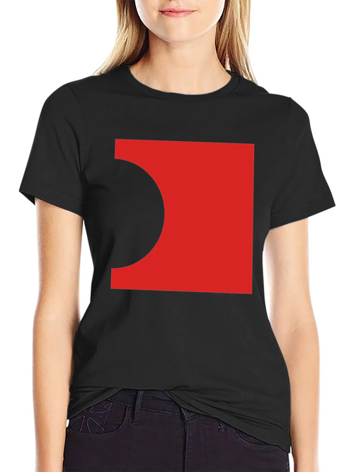 Abstract Red Square Black T-Shirt