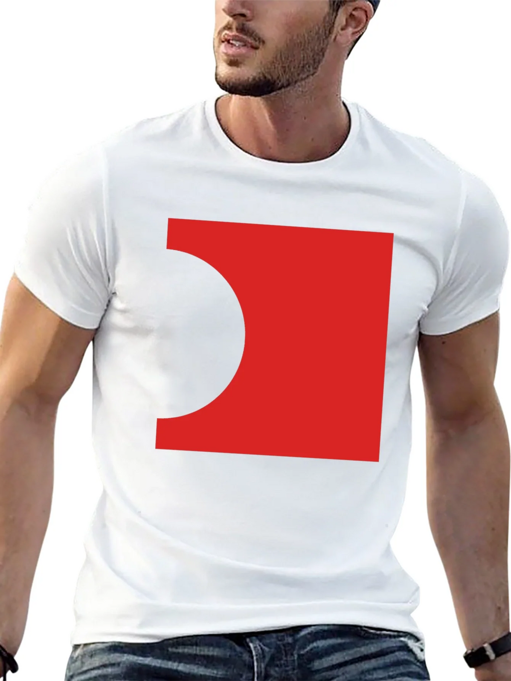 Abstract Red Square Black T-Shirt