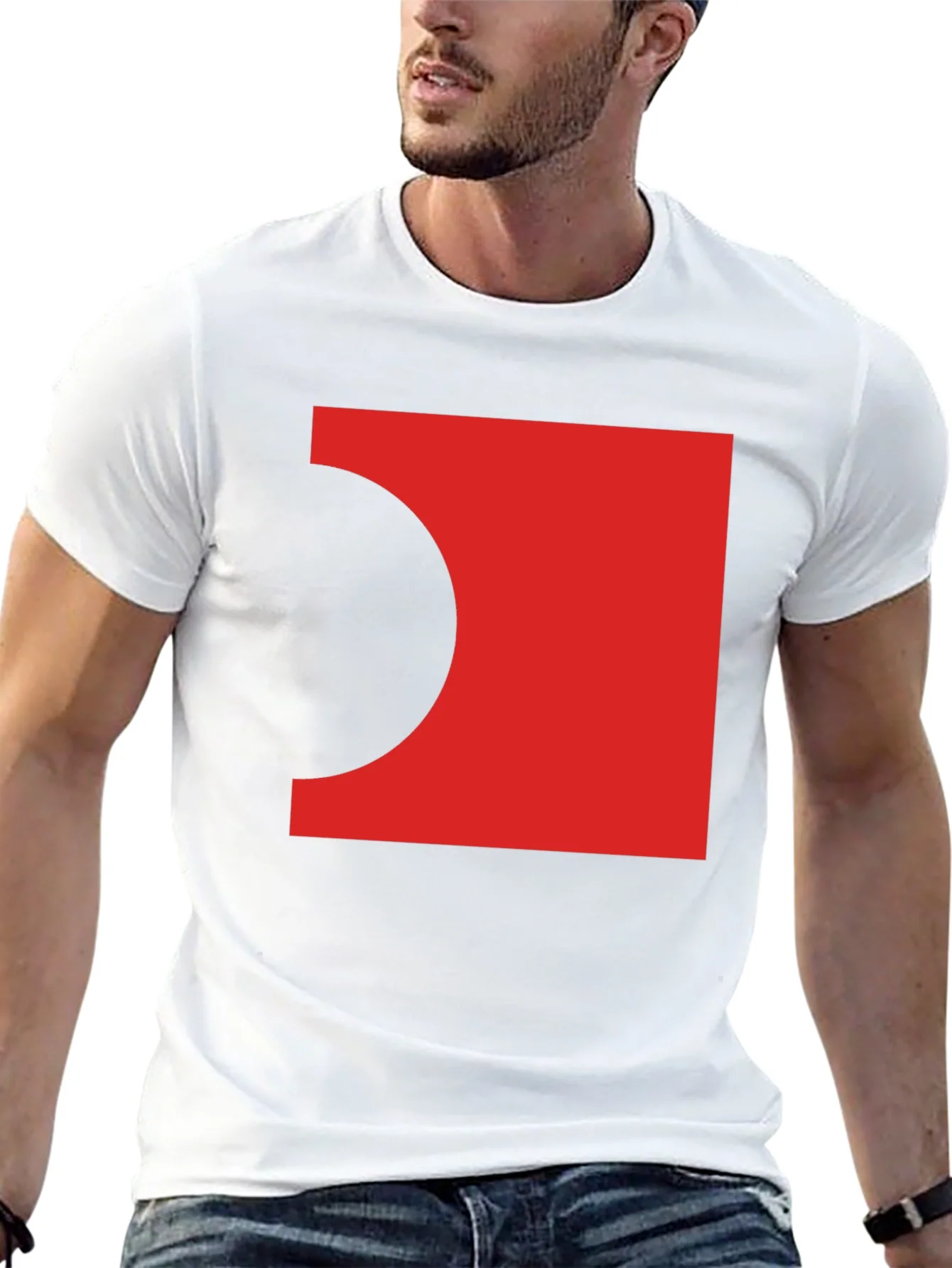 Abstract Red Square Black T-Shirt