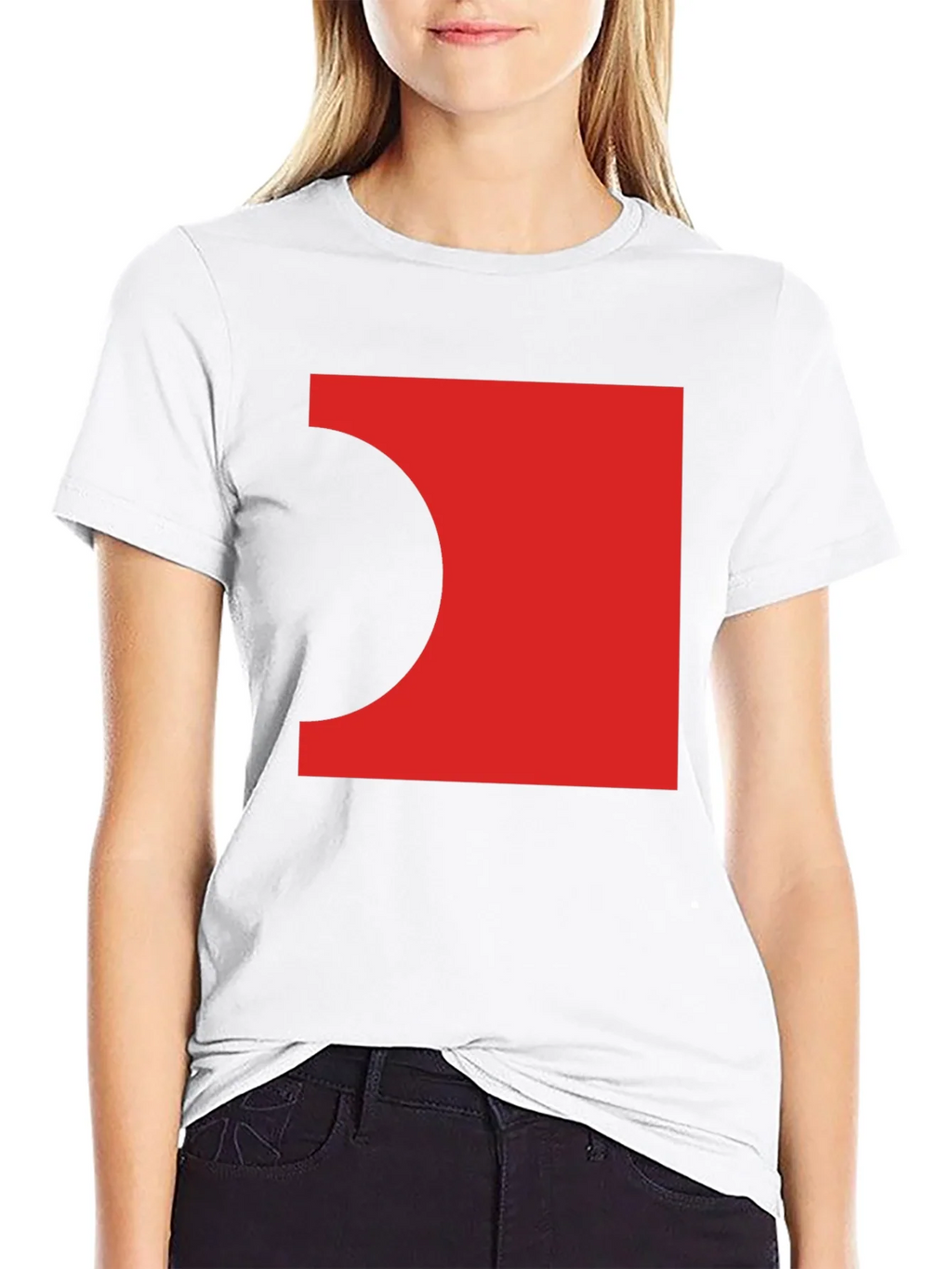 Abstract Red Square Black T-Shirt