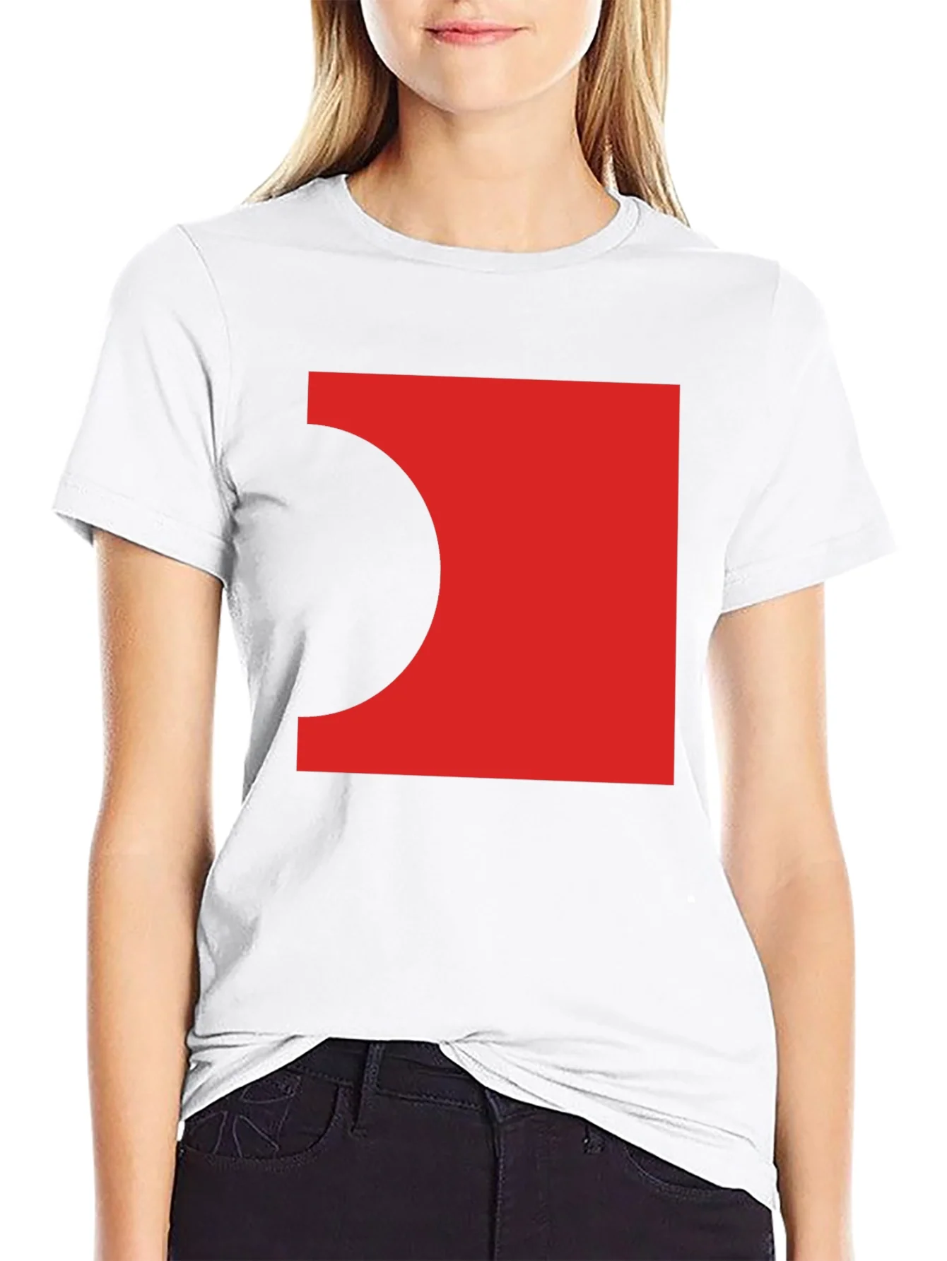 Abstract Red Square Black T-Shirt