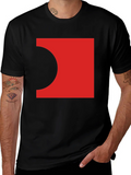 Abstract Red Square Black T-Shirt