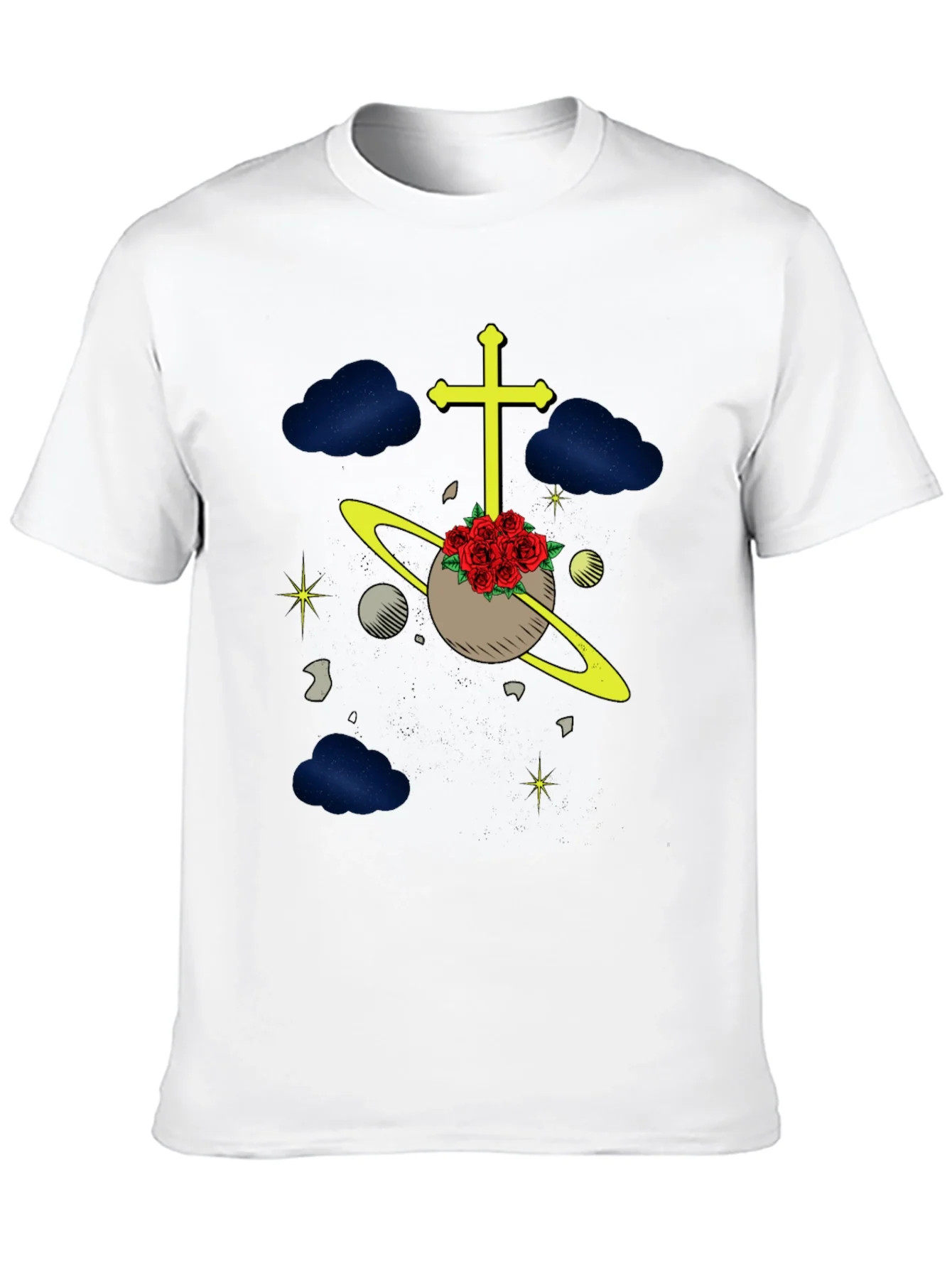 Celestial Rose Planet Graphic T-Shirt