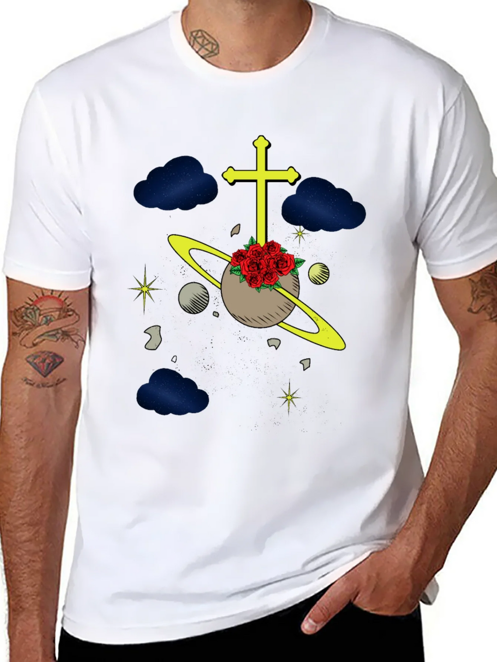 Celestial Rose Planet Graphic T-Shirt