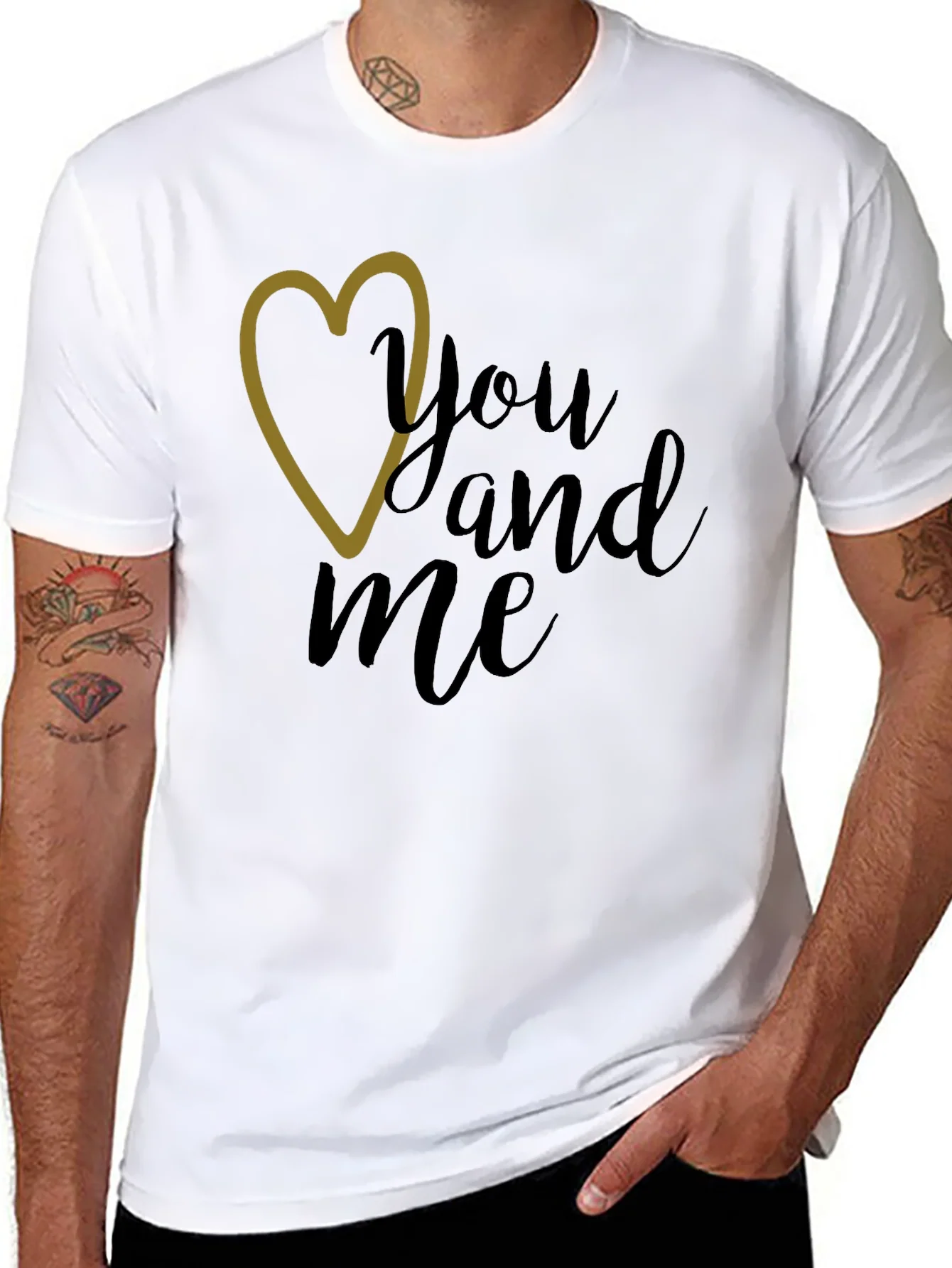 You and Me Graphic Tee - Black Crew Neck