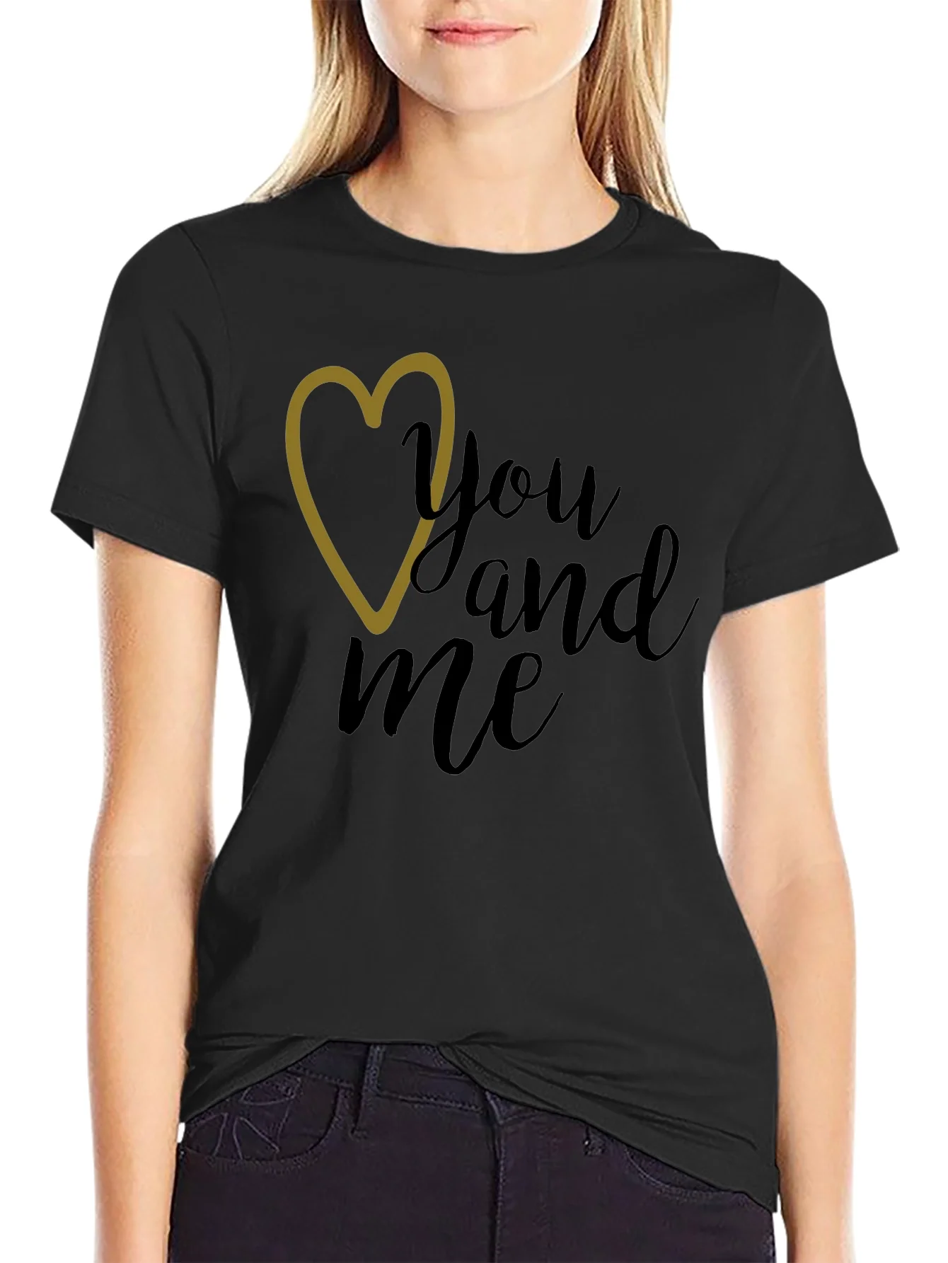 You and Me Graphic Tee - Black Crew Neck