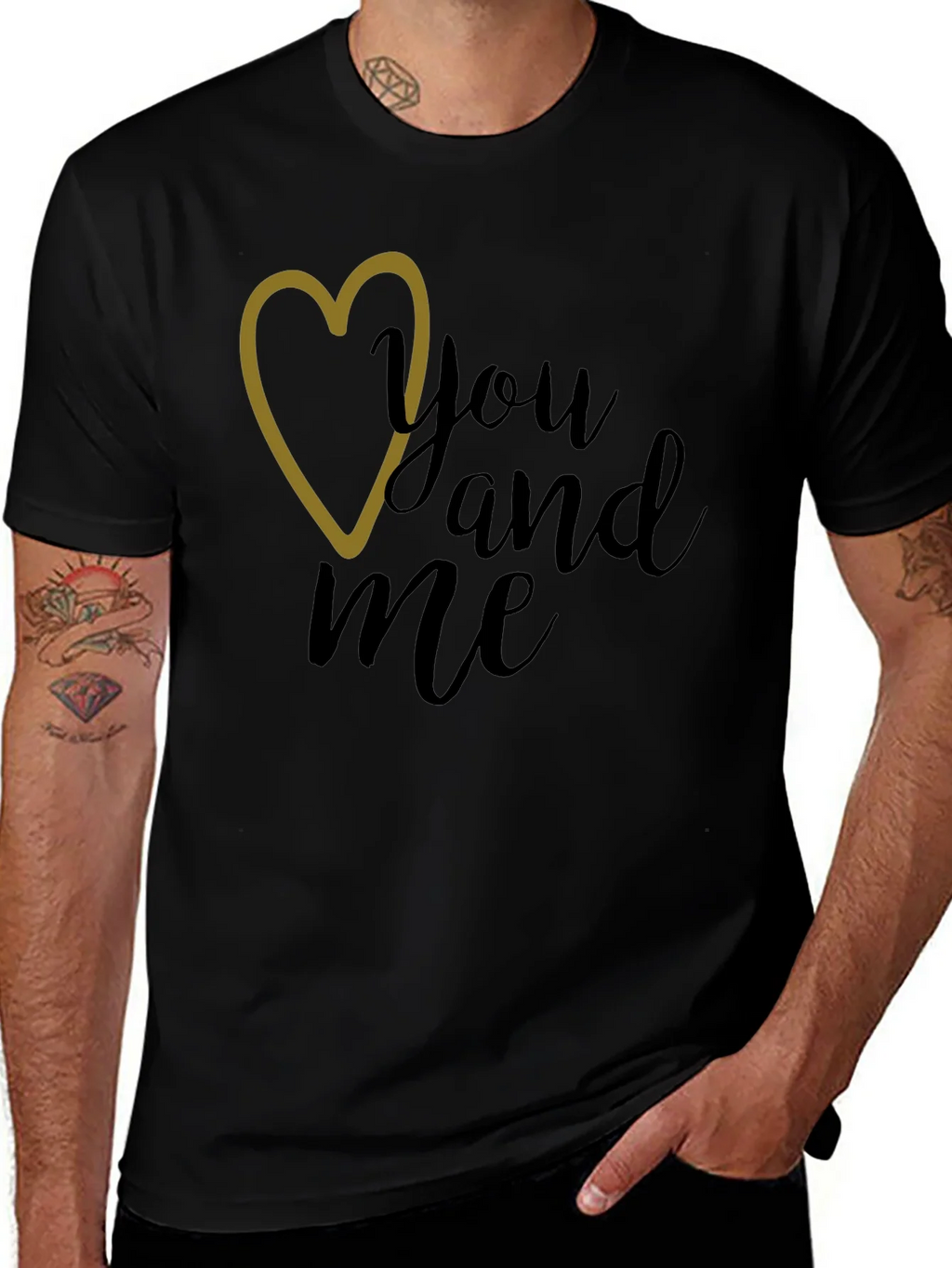 You and Me Graphic Tee - Black Crew Neck