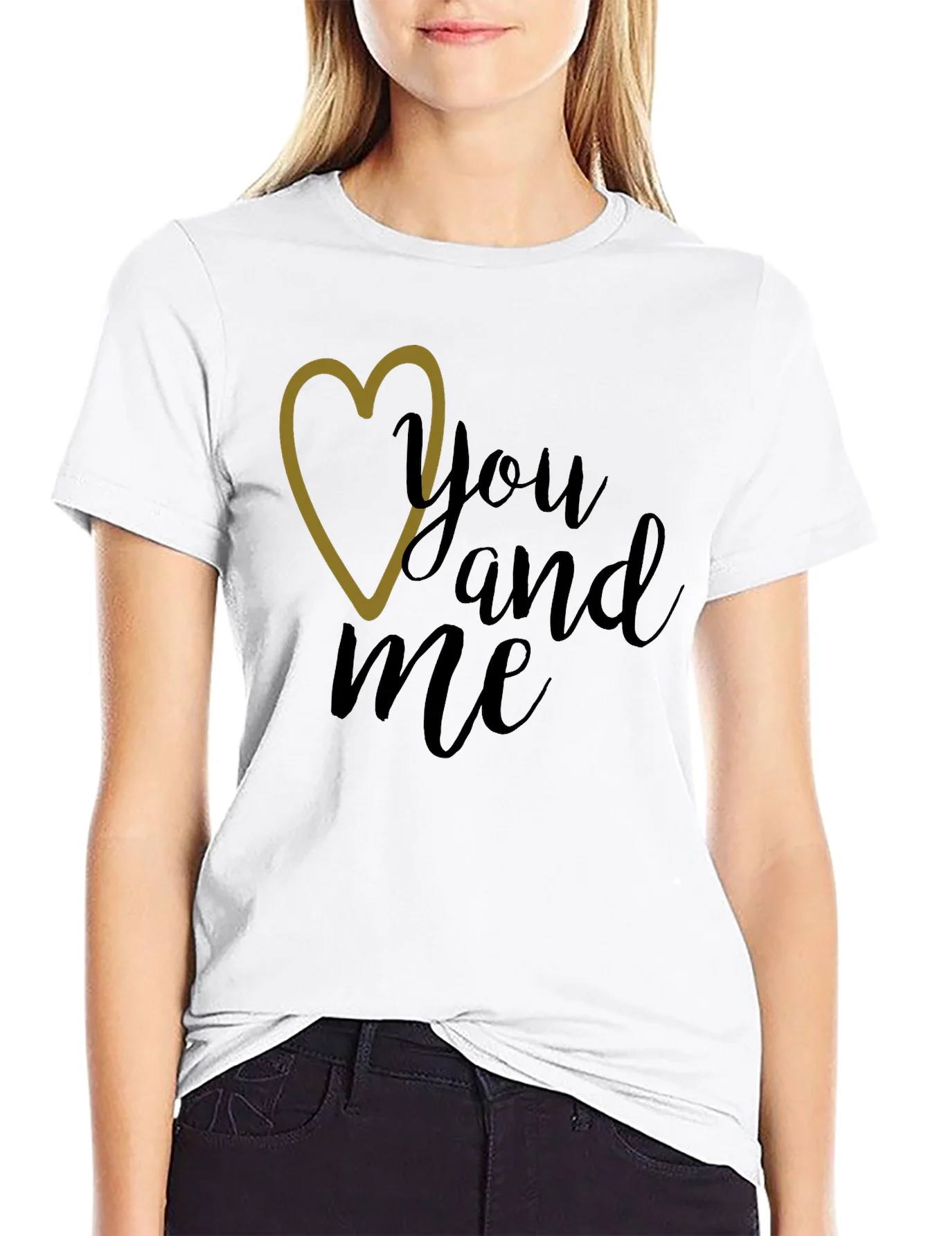 You and Me Graphic Tee - Black Crew Neck