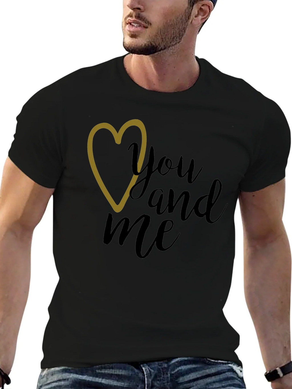 You and Me Graphic Tee - Black Crew Neck