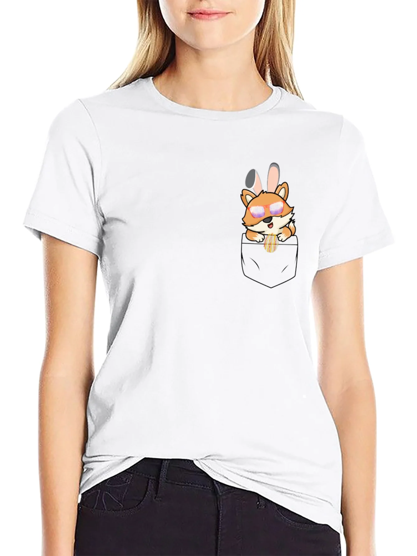 Cute Fox in Pocket Graphic T-Shirt - Unisex