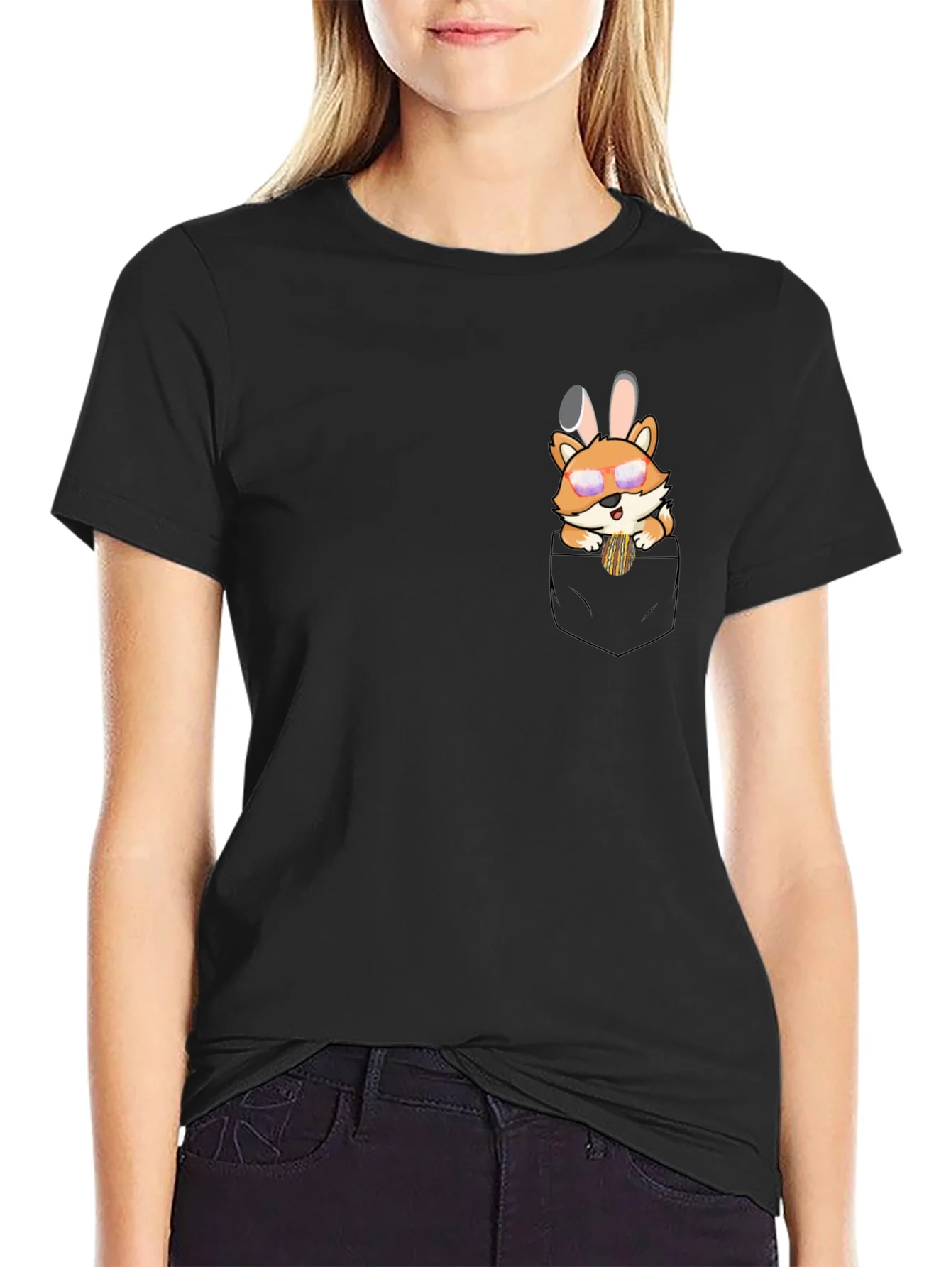 Cute Fox in Pocket Graphic T-Shirt - Unisex