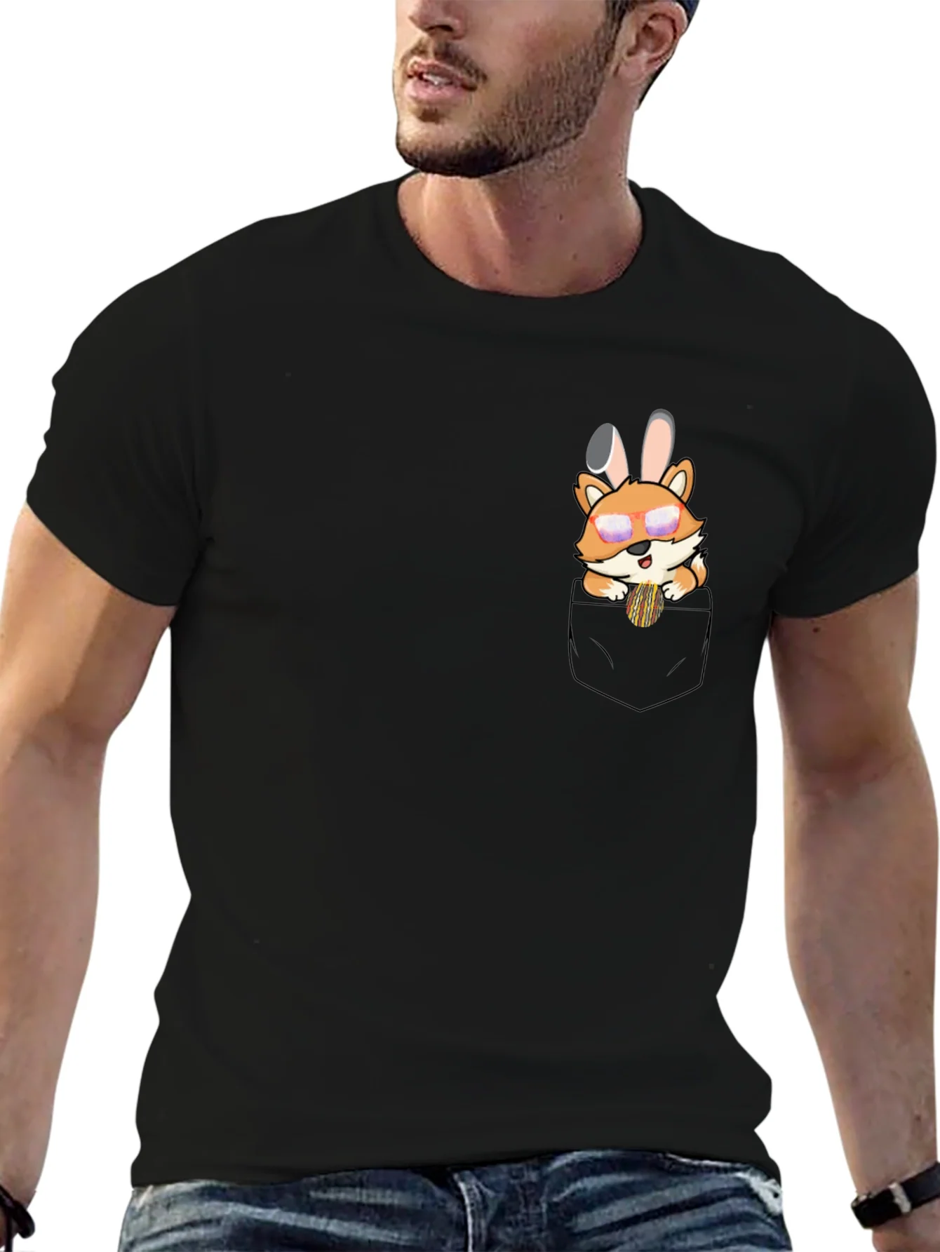 Cute Fox in Pocket Graphic T-Shirt - Unisex