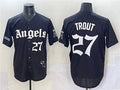 Los Angeles Angels #27 Mike Trout Black 'Gothic Halo Edition' Vapor Limited Stitched Baseball Jersey