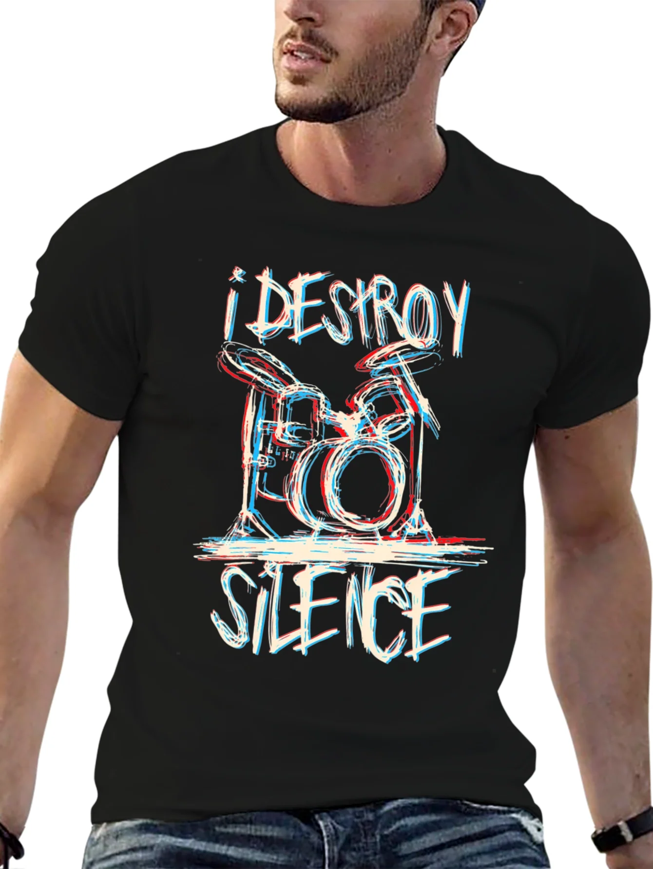 I DESTROY SILENCE Drummer Graphic Tee - Black