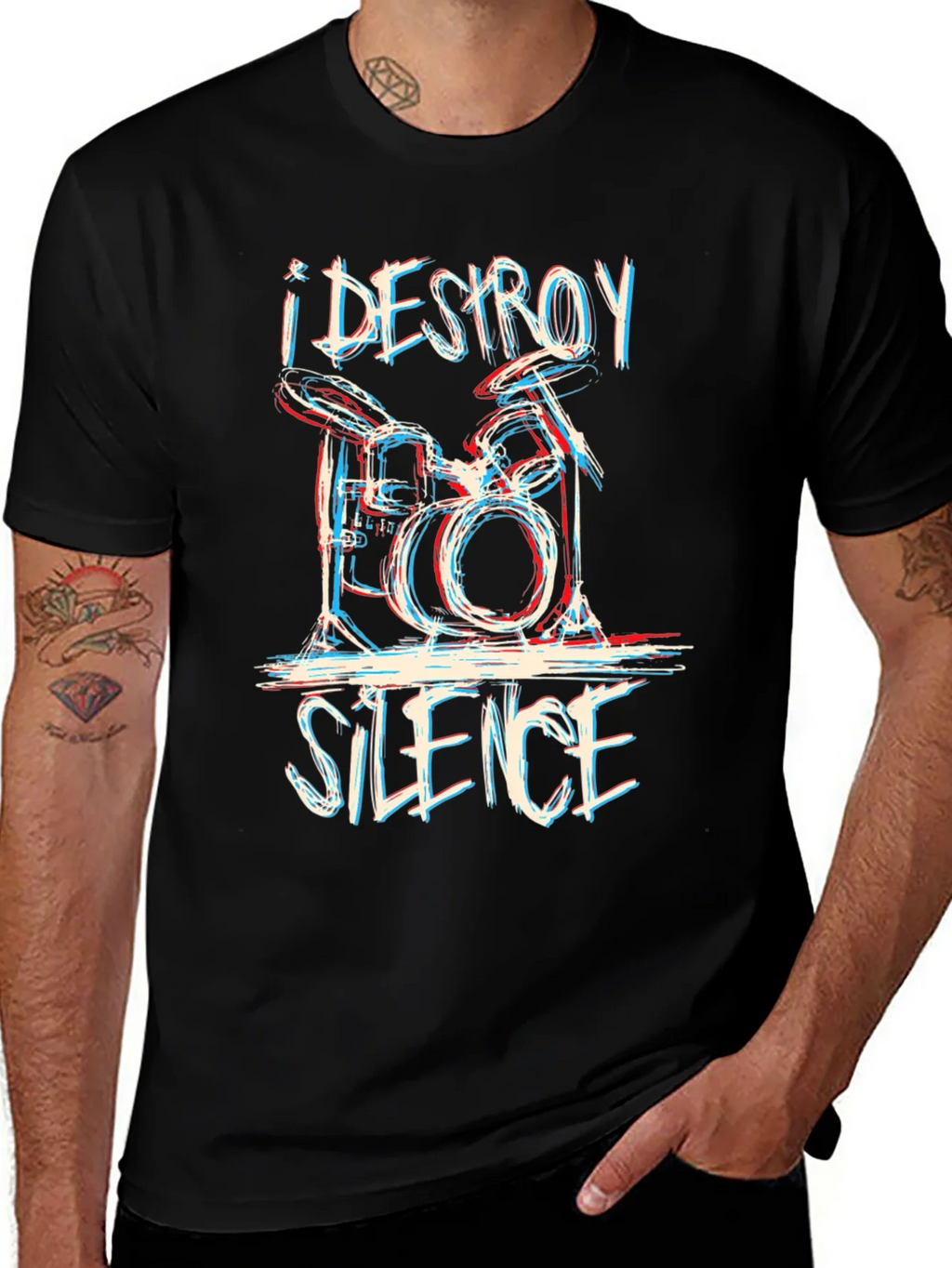 I DESTROY SILENCE Drummer Graphic Tee - Black