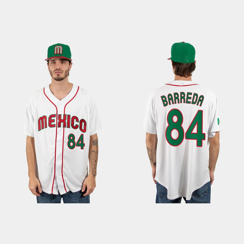 #84 MANNY BARREDA MEXICO BASEBALL 2023 WORLD BASEBALL CLASSIC JERSEYC WHITE Stitches Baseball Jerseys