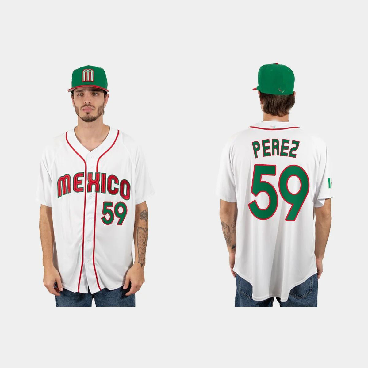 #59 OLIVER PEREZ MEXICO BASEBALL 2023 WORLD BASEBALL CLASSIC JERSEYC WHITE Stitches Baseball Jerseys