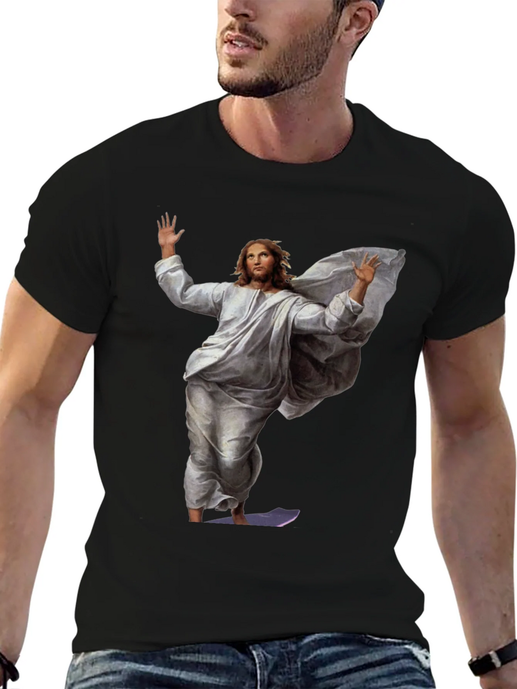 Jesus Surfing Graphic Tee - Black