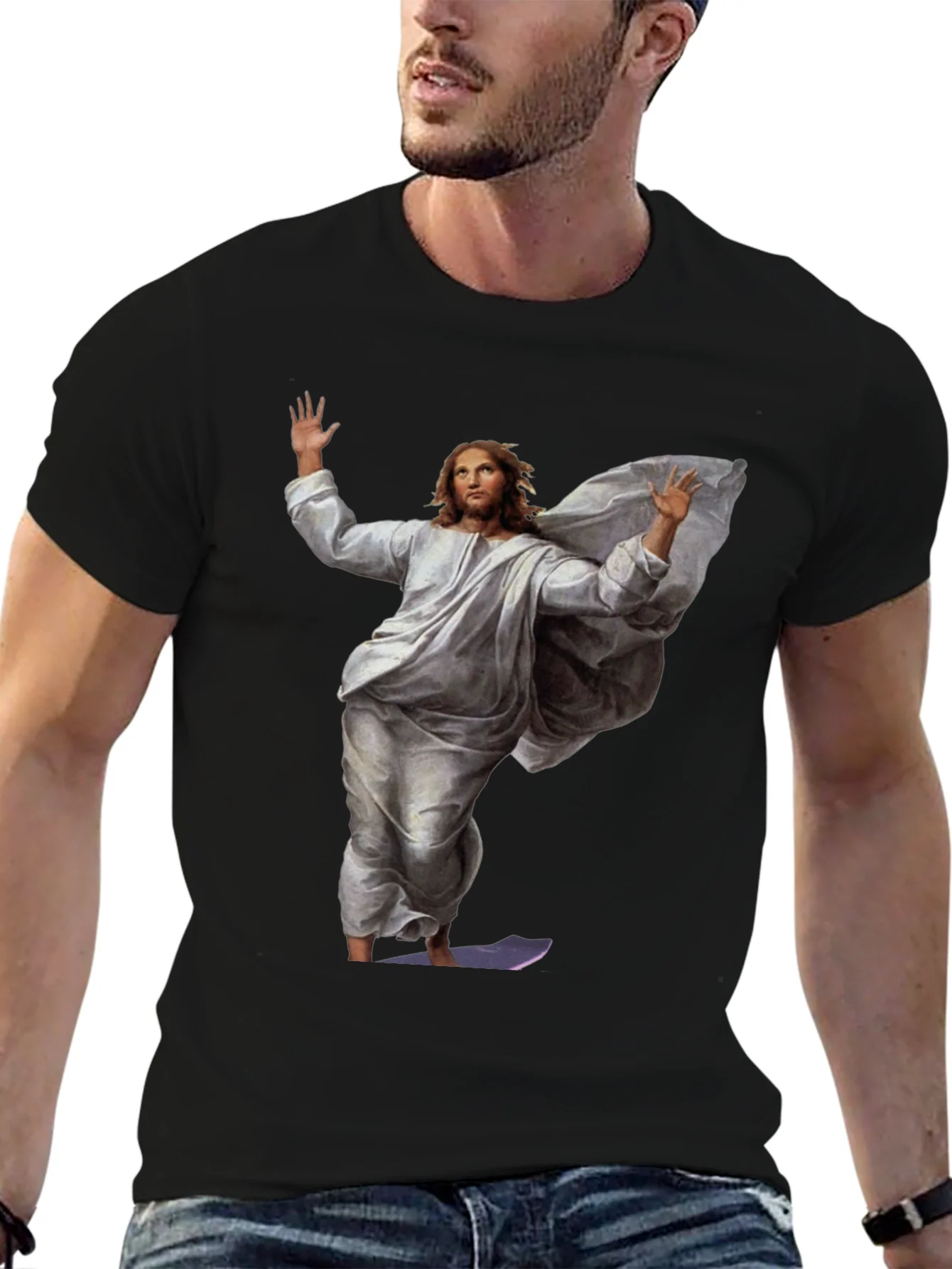 Jesus Surfing Graphic Tee - Black
