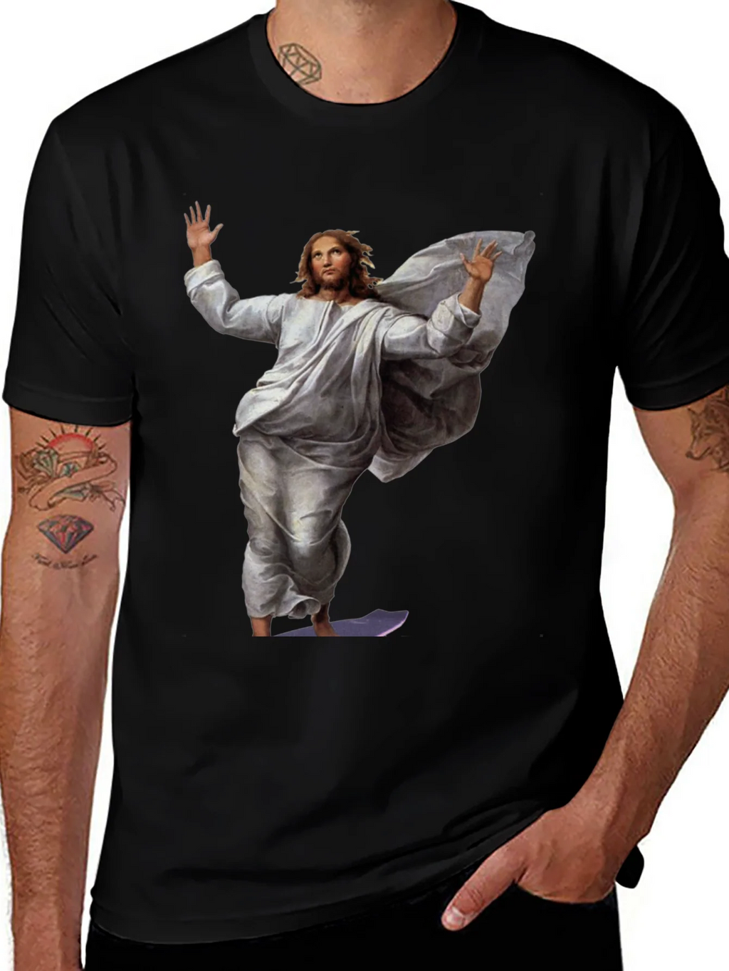 Jesus Surfing Graphic Tee - Black