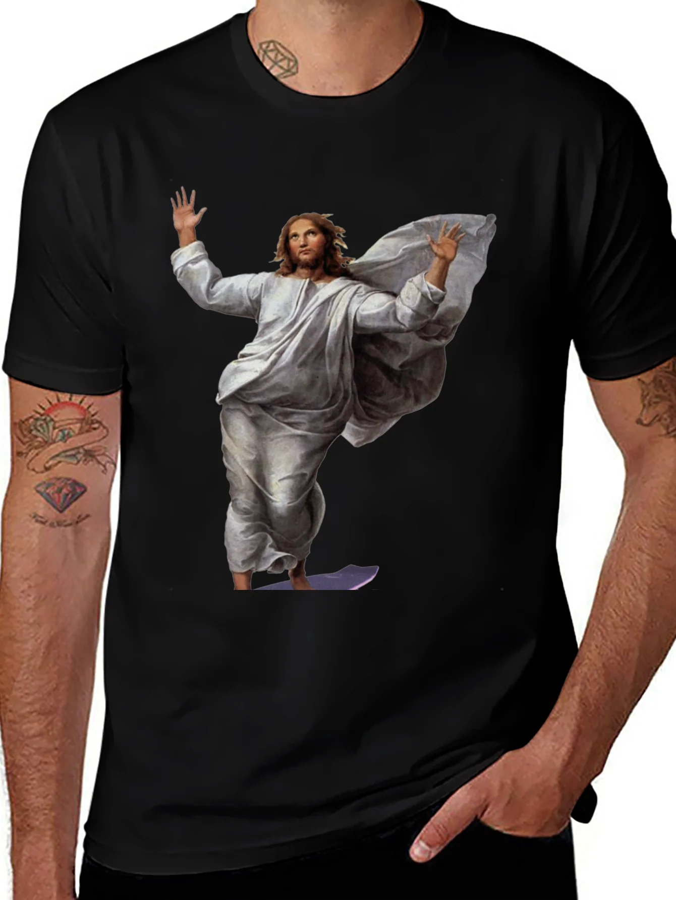Jesus Surfing Graphic Tee - Black