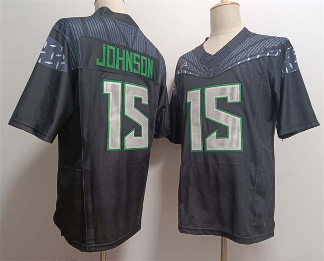 O.Ducks #15 Tez Johnson Black 2024 F.U.S.E. Stitched American College Jerseys