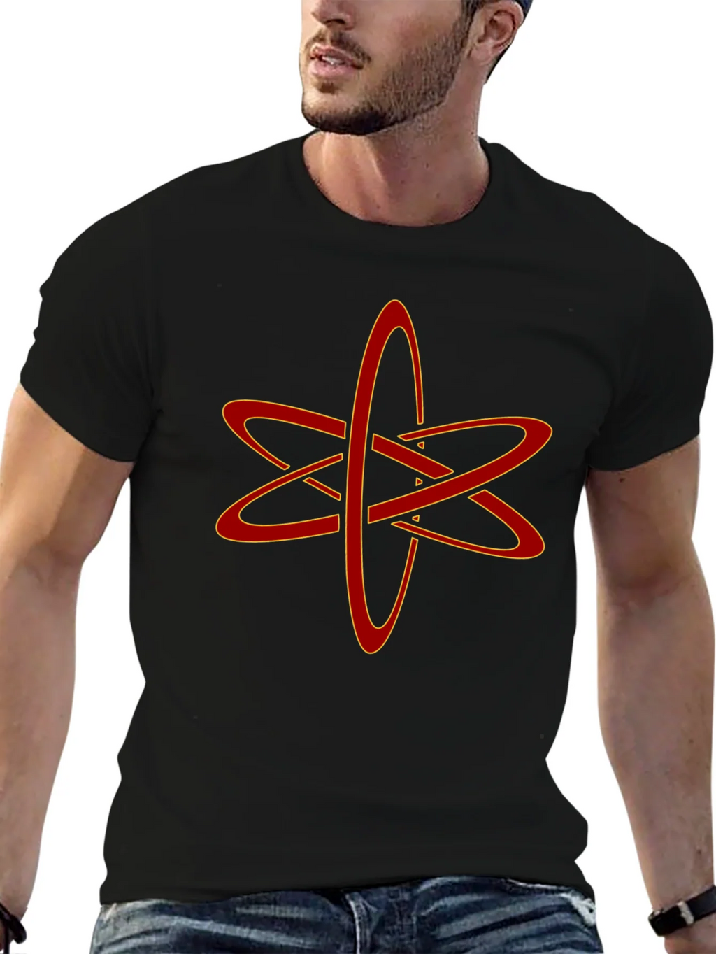 Atomic Symbol Graphic Tee - Black Cotton Blend T-Shirt