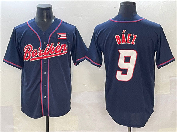 Puerto Rico Baseball #9 Javier Bez Navy 2023 World Baseball Classic Stitched Baseball Jersey