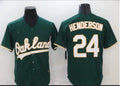 Oakland Athletics #24 Rickey Henderson Green Home Limited Stitched Baseball Jersey