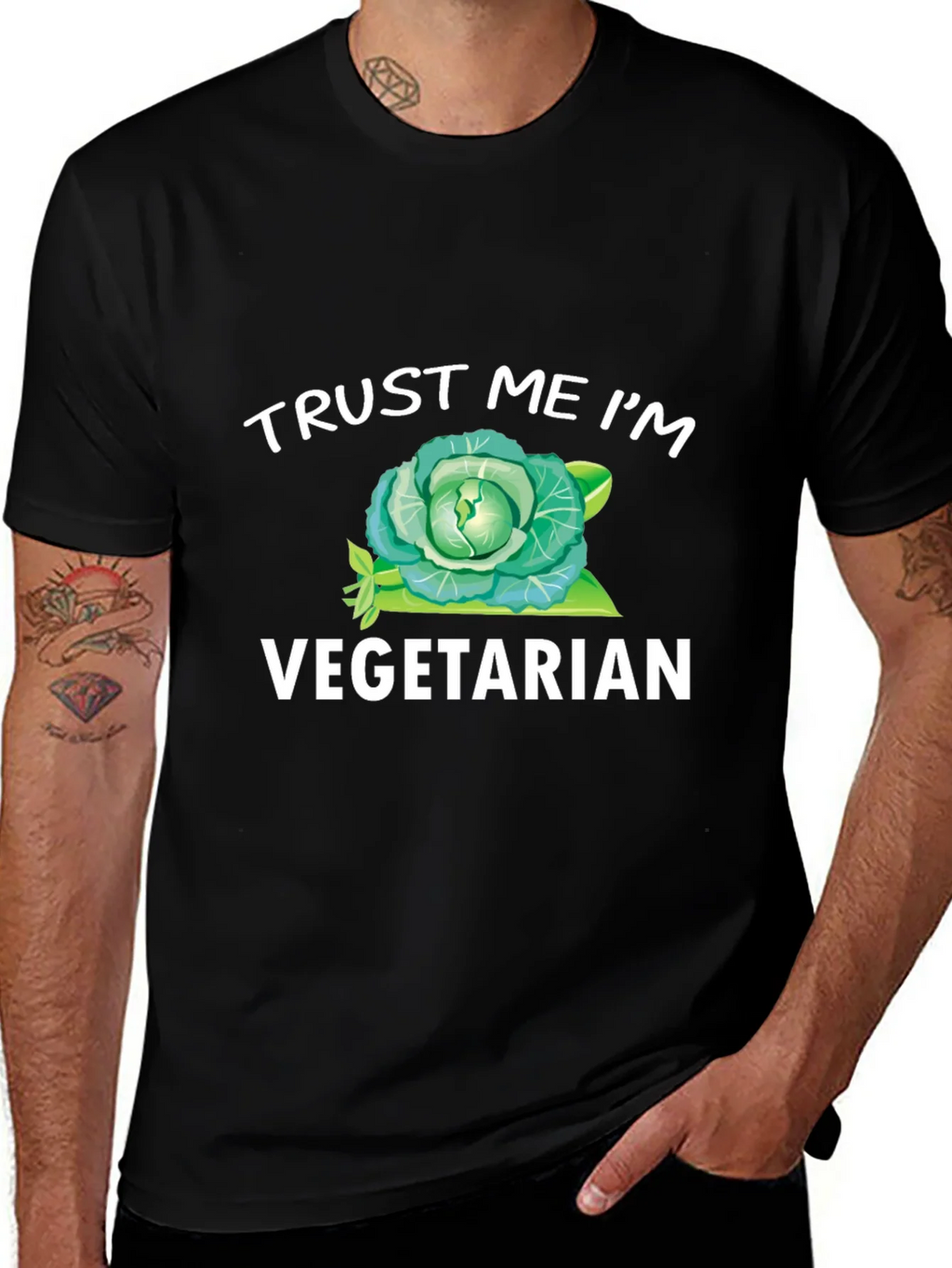 Trust Me Im Vegetarian T-Shirt Funny Cabbage Tee