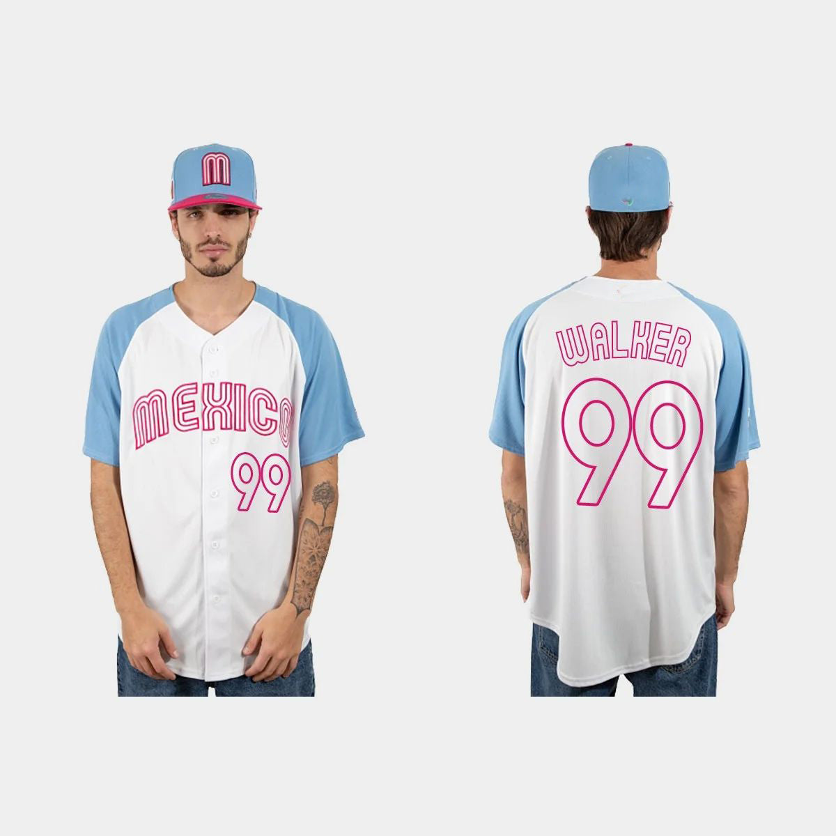 #99 TAIJUAN WALKER MEXICO BASEBALL 2023 WORLD BASEBALL CLASSIC JERSEY C WHITE BLUE Stitches Baseball Jerseys