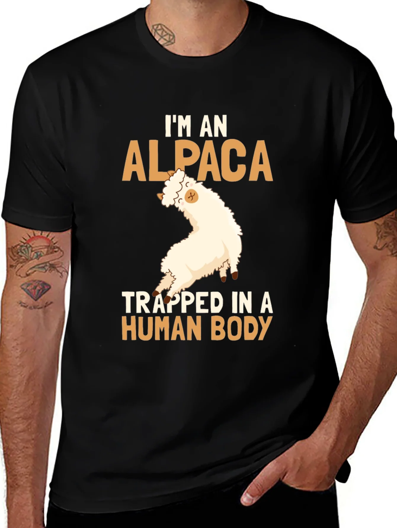 Alpaca in Human Body Funny T-Shirt