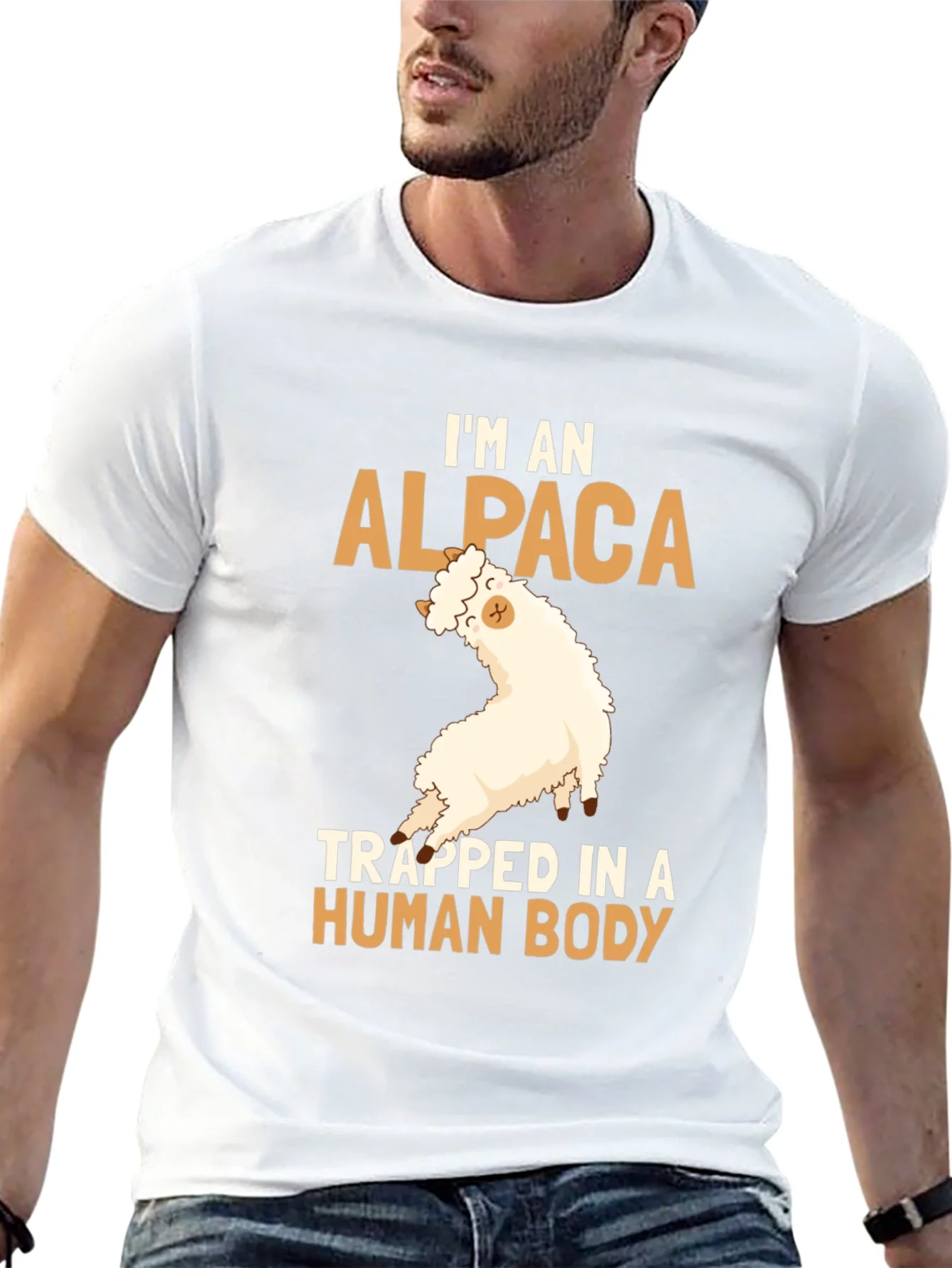 Alpaca in Human Body Funny T-Shirt
