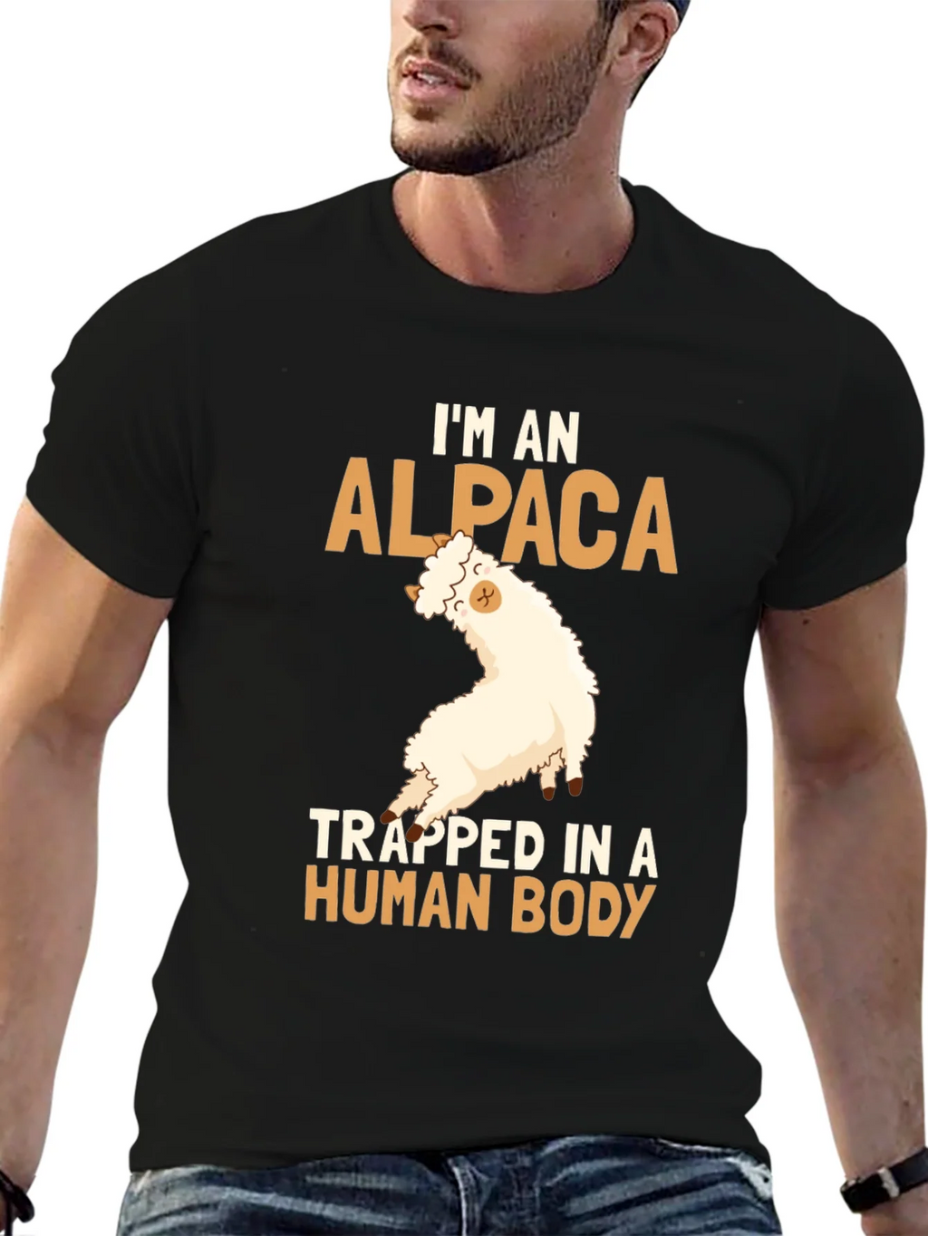 Alpaca in Human Body Funny T-Shirt