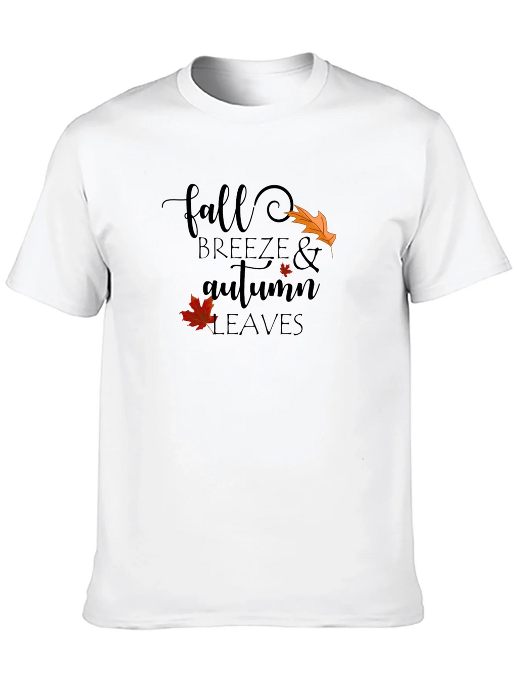 Fall Breeze & Autumn Leaves Black Graphic T-Shirt