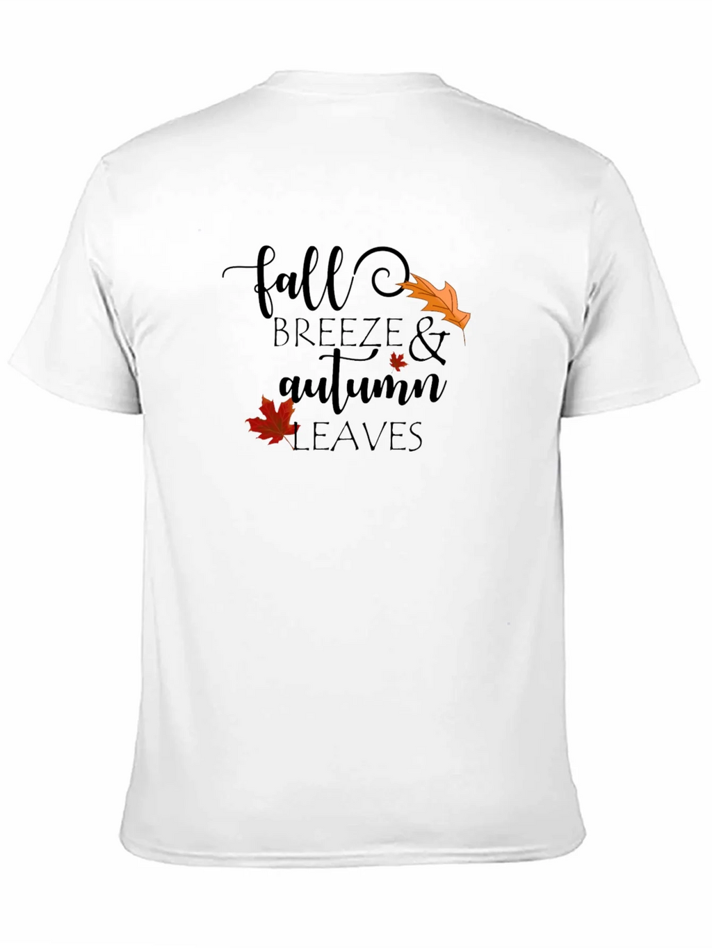 Fall Breeze & Autumn Leaves Black Graphic T-Shirt