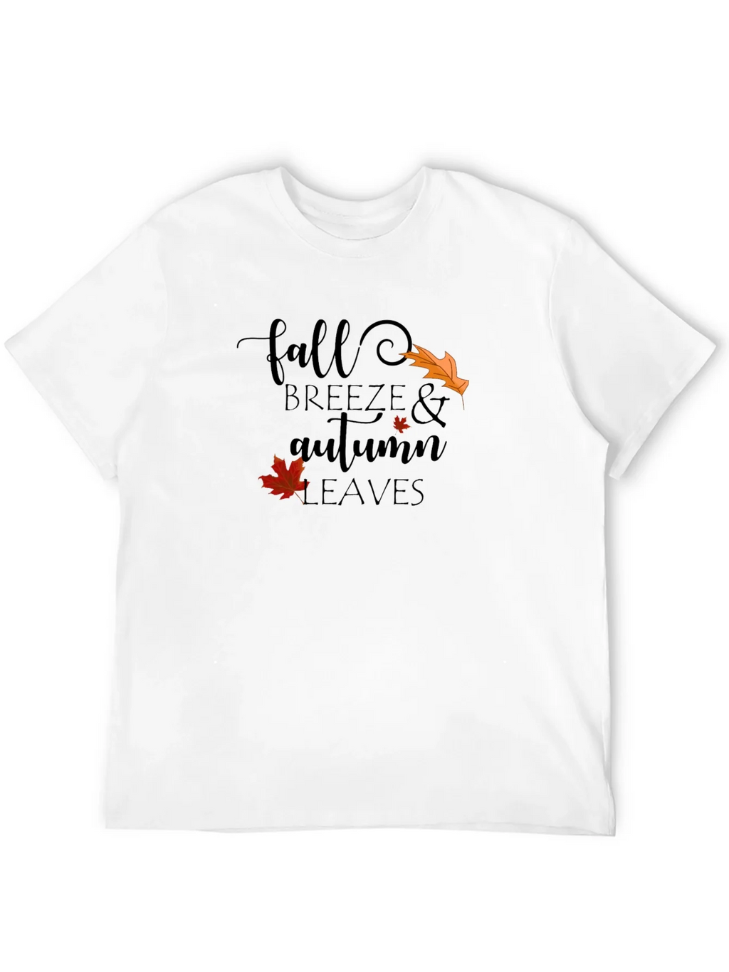 Fall Breeze & Autumn Leaves Black Graphic T-Shirt