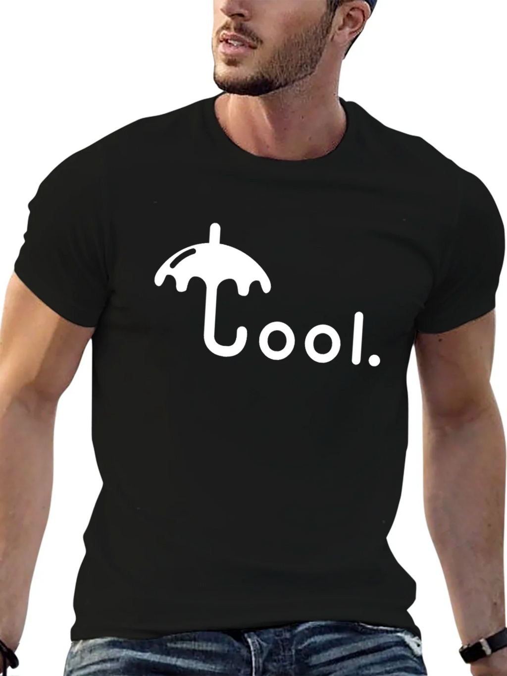 Cool Umbrella Graphic Black T-Shirt